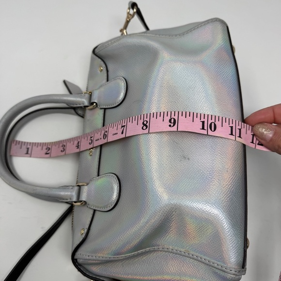 Coach Holographic/Iridescent Mini Bennett Leather Crossbody Bag in Silver - Picture 14 of 15